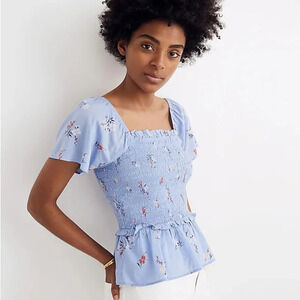 Madewell Flutter Sleeve Top in Aloha Floral (Medium Petite)